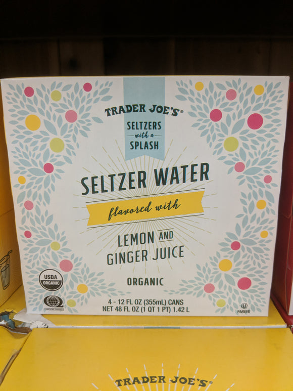 Trader Joe's Organic Seltzer Water with Lemon and Ginger Juice (4 pack)