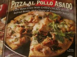 Trader Joe's Pizza al Pollo Asado (Corn Masa Crust with Grilled Chicken Breast, Refried Beans, Jack Cheese, and Tomatillo Salsa)