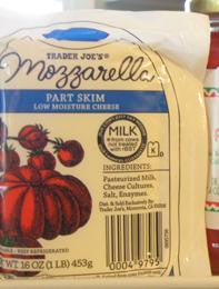 Trader Joe's Mozzarella Part Skim Low Moisture Cheese