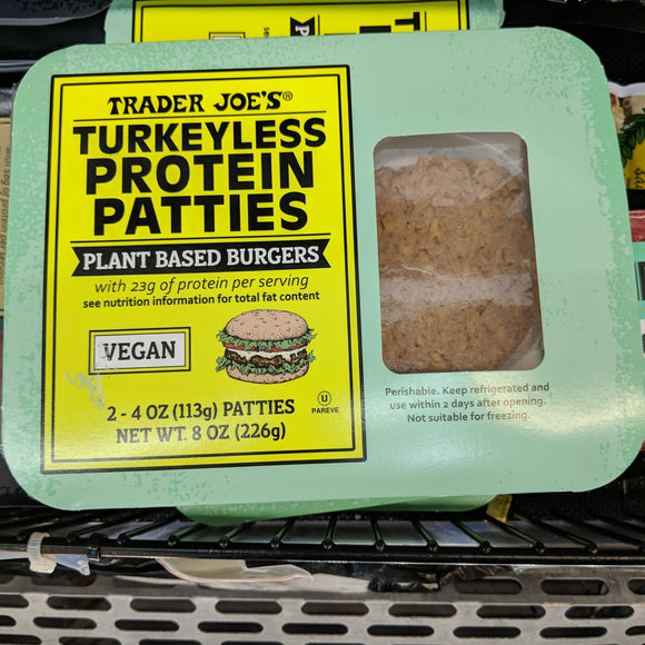 Trader Joe's Turkeyless Protein Patties (Vegan, Plant Based Burgers)