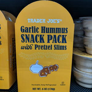 Trader Joe's Garlic Hummus Snack Packs with Pretzel Slims