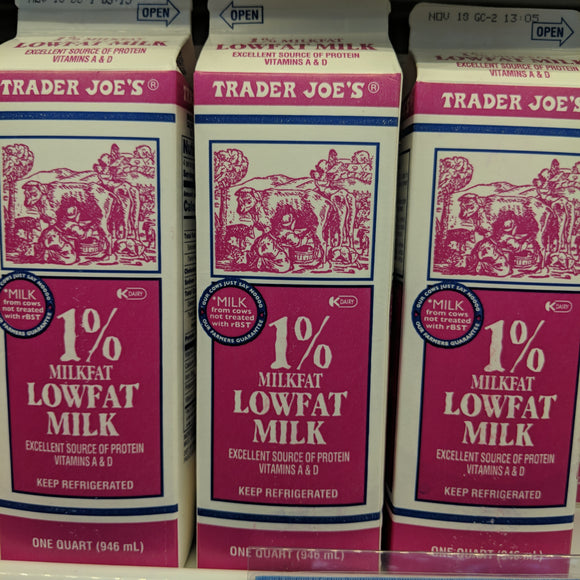 Trader Joe's Milk (1% Low Fat, 32 oz.)