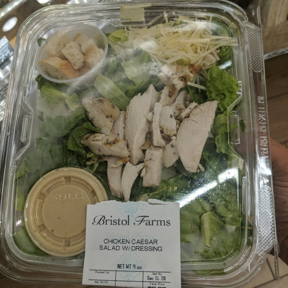 Individually Prepared Caesar Salad With Chicken
