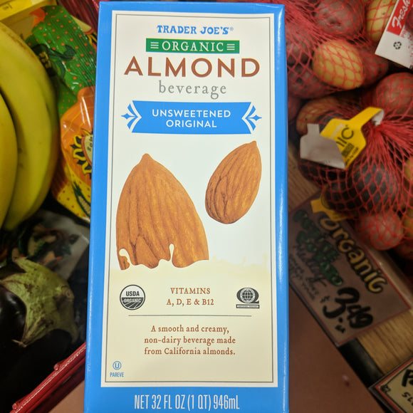 Trader Joe's Organic Almond Smooth Non-Dairy Beverage (Original, Unsweetened)