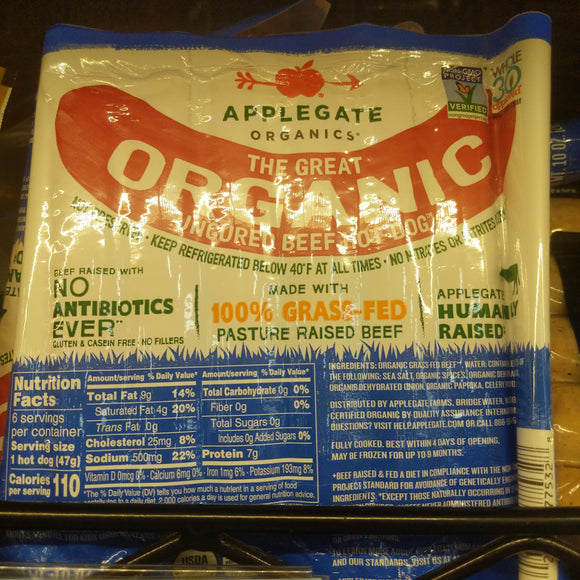 Trader Joe's Applegate Organic Great Uncured Beef Hot Dogs