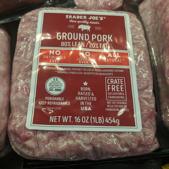Trader Joe's Uncooked Ground Pork