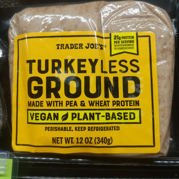 Trader Joe's Turkeyless Ground Turkey  (Vegan, Made from Plants)