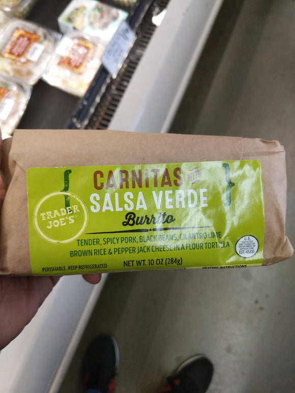 Trader Joe's Carnitas with Salsa Verde Burrito