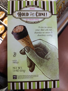 Trader Joe's Hold the Cone Mini Ice Cream Cones  (8 Count, Chocolate, Mini Ice Cream Cones Filled with Rich Chocolate Ice Cream and Chocolate Flavored Ending)