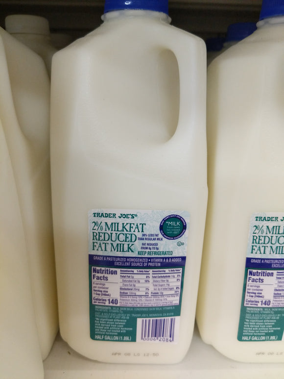 Trader Joe's Milk (2% Reduced Fat)