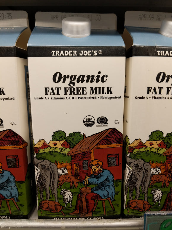 Trader Joe's Organic Milk (Fat Free, half gallon)
