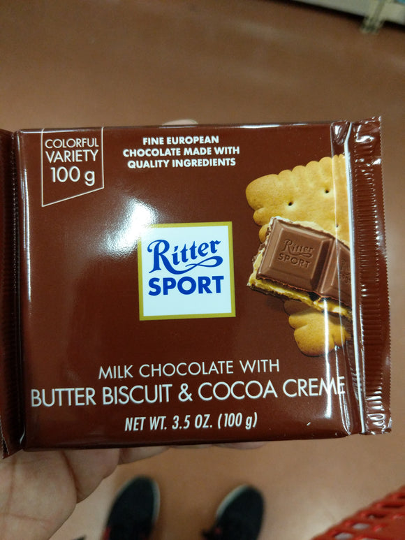Ritter Sport Milk Chocolate with Butter Biscuit and Cocoa Creme