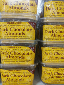 Trader Joe's Dark Chocolate Almonds (Roasted Almonds Drenched in Dark Chocolate and Sprinkled with Sea Salt and Turbinado Sugar)