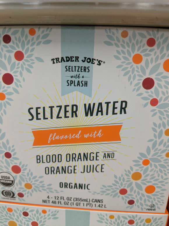 Trader Joe's Organic Seltzer Water with Blood Orange and Orange Juice (4 pack)