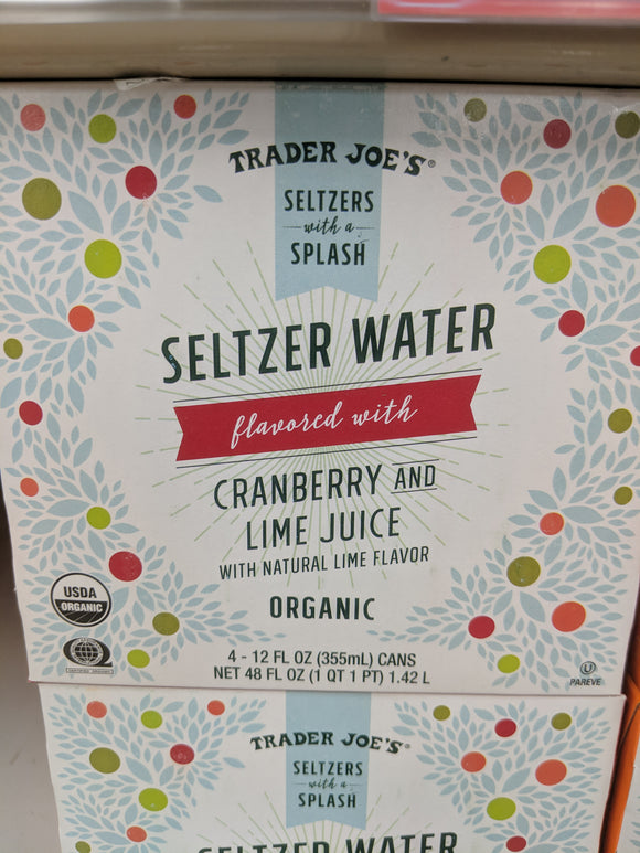 Trader Joe's Organic Seltzer Water with Cranberry and Lime Juice (4 pack)