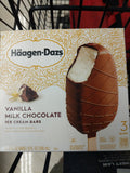 Haagen Dazs Milk Chocolate Vanilla Ice Cream Bars, 3 Pack