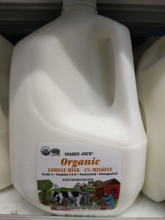 Trader Joe's Organic Milk (1% Low Fat, gallon)