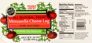 Trader Joe's All Natural Fresh Mozzarella Cheese Log