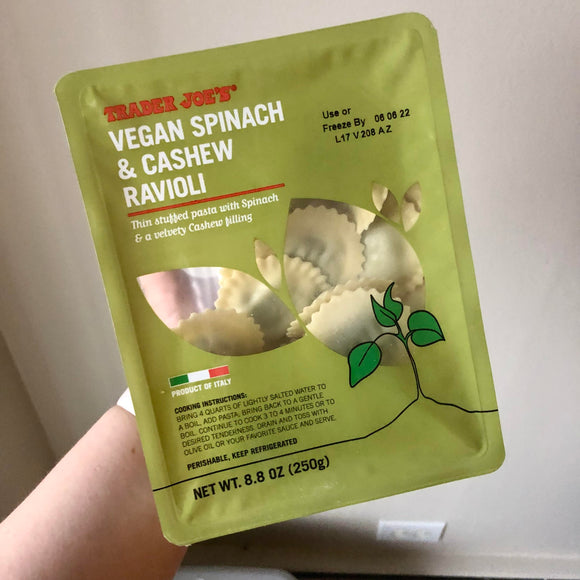Trader Joe's Vegan Spinach and Cashew Ravioli