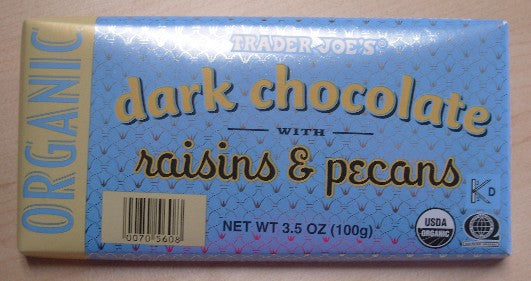 Trader Joe's Organic Dark Chocolate Raisins Pecans